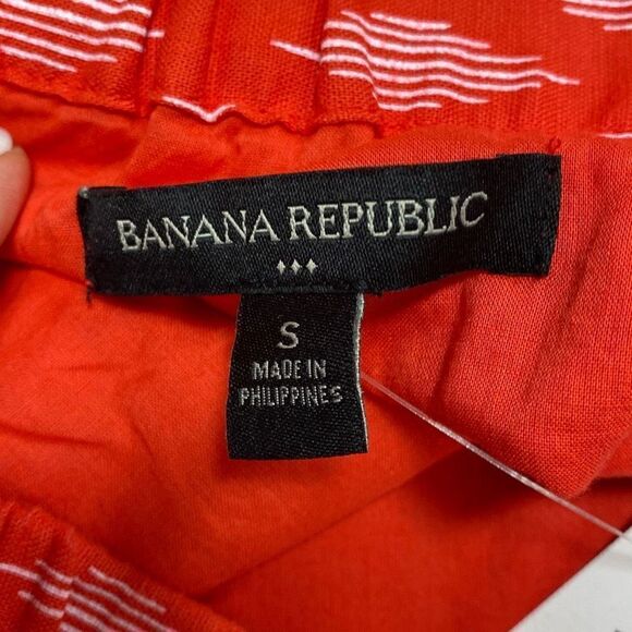 Banana Republic Red & White Geometric Linen Blend Mini Skirt Size Small NWT - Picture 4 of 5